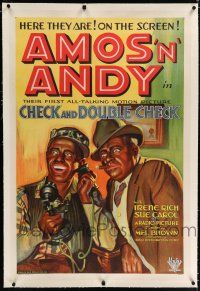 9f068 CHECK & DOUBLE CHECK linen 1sh '30 great art of Amos 'n' Andy in the only movie adaptation!