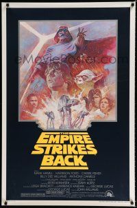 9h058 EMPIRE STRIKES BACK 1sh R81 George Lucas sci-fi classic, cool artwork by Tom Jung!
