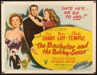 9h152 BACHELOR & THE BOBBY-SOXER style B 1/2sh '47 Cary Grant dates Shirley Temple & sexy Myrna Loy!