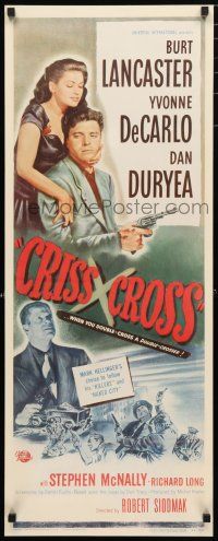 9h166 CRISS CROSS insert '48 Burt Lancaster & Yvonne De Carlo, Robert Siodmak film noir!