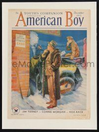 9h206 AMERICAN BOY magazine cover December 1933 Sambrook art of broke college boy in raccoon coat!