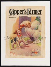9h207 CAPPER'S FARMER magazine cover September 1933 Mickey art of hen pecking at dog by broken egg!
