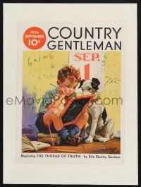 9h204 COUNTRY GENTLEMAN magazine cover Sept 1936 Hintermeister art of cute boy & dog w/ homework!