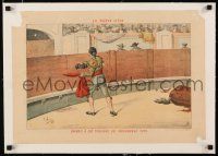 3r044 LA NUEVA LIDIA linen 15x22 Spanish bullfight poster 1885 Chaves art of victorious matador!
