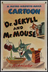 5m046 DR. JEKYLL & MR. MOUSE linen 1sh '47 great horror cartoon art of Tom & Jerry mixing a potion!