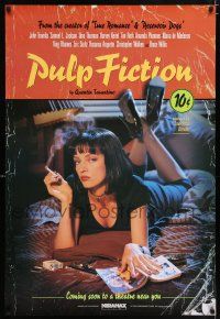 7z112 PULP FICTION recalled advance 1sh '94 Quentin Tarantino, Uma Thurman smoking Lucky Strikes!