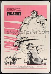 3f174 CHIMES AT MIDNIGHT linen 1sh '67 Campanadas a Medianoche, art of Orson Welles as Falstaff