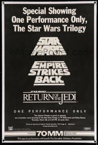 3h001 STAR WARS TRILOGY linen Canadian 1sh '85 one performance only, one of two posters made!