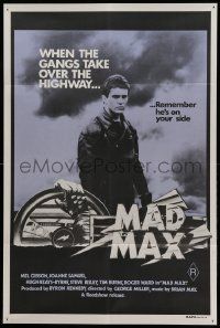 9g267 MAD MAX purple 1st printing Aust 1sh '79 Mel Gibson, George Miller classic, incredibly rare!