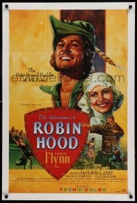 3k447 ADVENTURES OF ROBIN HOOD 24x36 video poster R91 Flynn & Olivia De Havilland by Rodriguez!