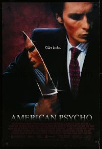 3k520 AMERICAN PSYCHO 1sh '00 psychotic yuppie killer Christian Bale, from Ellis novel!