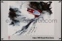 3k288 1988 WINTER OLYMPICS 24x36 Canadian special '88 artwork of bobsled during race by Cooper!