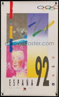 3k290 1992 SUMMER OLYMPICS 24x38 Spanish special '88 different colorful montage artwork, Espana!