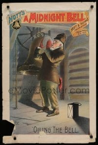 3k198 HOYT'S A MIDNIGHT BELL 20x30 stage poster 1889 art of bellringer drinking to keep warm!