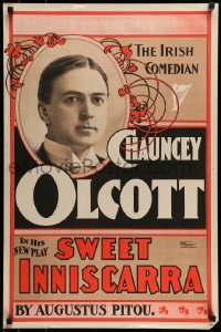 7f441 SWEET INNISCARRA 20x30 stage poster 1897 starring Chancey Olcott, The Irish Comedian!
