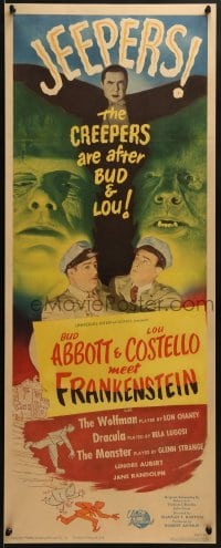 2w020 ABBOTT & COSTELLO MEET FRANKENSTEIN insert 1948 plus Wolfman & Dracula are after Bud & Lou!