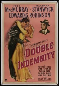 6a272 DOUBLE INDEMNITY linen 1sh 1944 Billy Wilder classic, Barbara Stanwyck, MacMurray, Robinson