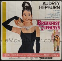 6b033 BREAKFAST AT TIFFANY'S 6sh 1961 classic McGinnis art of glamorous Audrey Hepburn w/ kitten!