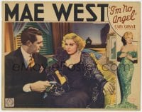 6b186 I'M NO ANGEL LC 1933 close up of sexiest Mae West trying to seduce young Cary Grant, rare!