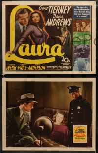6b094 LAURA set of 8 LCs 1944 Gene Tierney, Dana Andrews, Clifton Webb, Vincent Price, Preminger