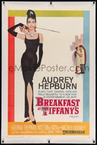 8m264 BREAKFAST AT TIFFANY'S linen 1sh 1961 classic McGinnis art of sexy elegant Audrey Hepburn!