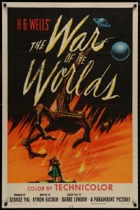 8r093 WAR OF THE WORLDS 1sh 1953 H.G. Wells & George Pal classic, wonderful alien hand art!