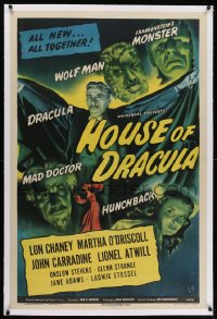 1m100 HOUSE OF DRACULA linen 1sh 1945 Wolfman Lon Chaney Jr., Glenn Strange as Frankenstein, rare!