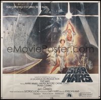 6x004 STAR WARS 6sh 1977 George Lucas, iconic Tom Jung art of Luke & Leia with Vader behind, rare!