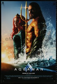 9c485 AQUAMAN advance DS 1sh 2018 DC, Momoa in title role with sexy Amber Heard, home is calling!