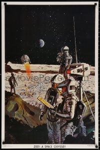 9c173 2001: A SPACE ODYSSEY 23x35 commercial poster 1980s Stanley Kubrick classic, Bob McCall art!