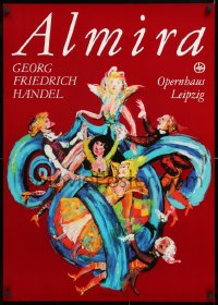 9c318 ALMIRA 23x32 East German stage poster 1985 Georg Friedrich Handel, wild Wendt cast art!