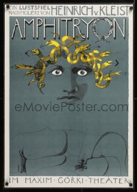 9c319 AMPHITRYON 23x32 East German stage poster 1981 wild art of a man with snake hair!