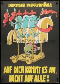 9c325 AUF DICH KOMMT ES AN NICHT AUF ALLE 23x32 East German stage poster 1987 wacky art by Wim!