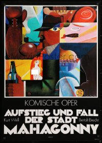 9c326 AUFSTIEG UND FALL DER STADT MAHAGONNY 26x37 East German stage poster 1979 Henning art!