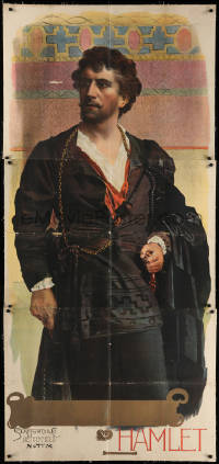 9f028 HAMLET linen stage play English 3sh 1890s full-length art of stage actor Wilson Barrett!