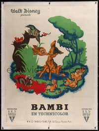 2a078 BAMBI linen French 1p 1947 Disney cartoon classic, wonderful different art by Bernard Lancy!