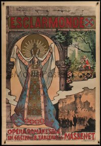 2a127 ESCLARMONDE linen 33x47 French stage poster 1890s Choubrac art of Byzantium empress & sorceress!