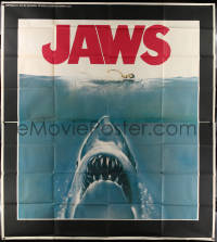 2b001 JAWS int'l 7-sheet poster 1975 Steven Spielberg, gigantic art of shark under girl, rare!
