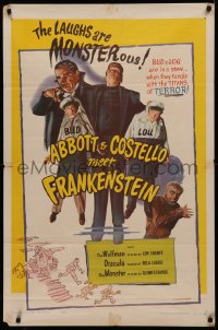 4d0269 ABBOTT & COSTELLO MEET FRANKENSTEIN 1sh R1956 plus the Wolfman & Dracula are after Bud & Lou!