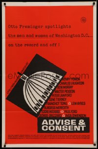 4d0270 ADVISE & CONSENT int'l 1sh 1962 Otto Preminger, cool Saul Bass Washington Capitol artwork!
