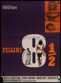 4d0470 8 1/2 Danish 1963 Federico Fellini classic, Mastroianni, Cardinale, Stevenov art, rare!