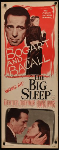 4d0095 BIG SLEEP insert 1946 Humphrey Bogart, sexy Lauren Bacall, directed by Howard Hawks, rare!