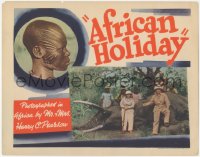 4d0328 AFRICAN HOLIDAY TC 1937 Harry Pearson, big game hunters with elephant they shot & natives!