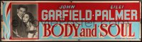 4d0084 BODY & SOUL paper banner 1947 close up of boxer John Garfield & pretty Lilli Palmer, rare!