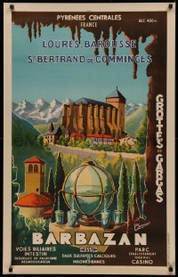 4d0449 BARBAZAN 25x39 French travel poster 1930s great P. Seignouret art of the spa town!