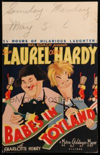 4d0183 BABES IN TOYLAND WC 1934 great Al Hirschfeld art of Stan Laurel & Oliver Hardy, very rare!