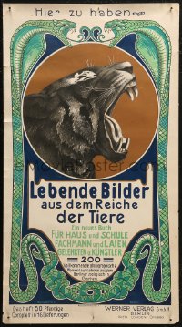 7g0524 LEBENDE BILDER AUS DEM REICHE DER TIERE 15x28 German advertising poster 1900 Schulze, rare!