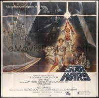 8d0018 STAR WARS 6sh 1977 George Lucas, iconic Tom Jung art of Luke & Leia with Vader behind, rare!