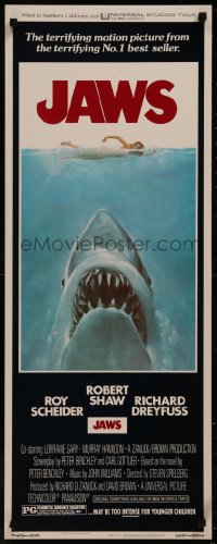 8d0076 JAWS insert 1975 Steven Spielberg's classic movie & image, much more rare than the one-sheet!
