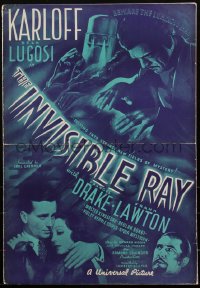 1h0209 INVISIBLE RAY pressbook 1936 Boris Karloff, Bela Lugosi, beware the luminous man, beyond rare!